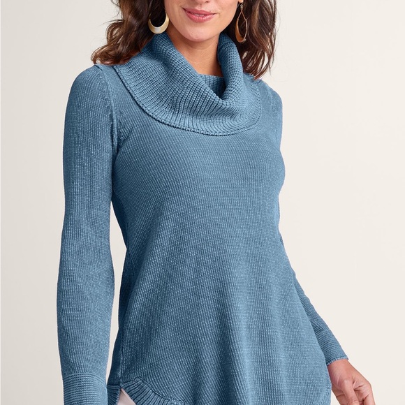 Soft Surroundings Sweaters - Soft Surroundings Blue Chenille Cowl Neck Sweater